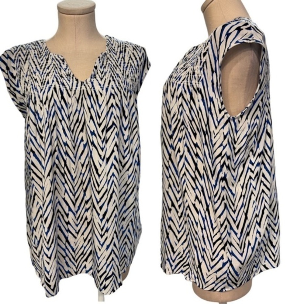 ELLA MOSS Summer Sleeveless Zig Zag Rayon Top